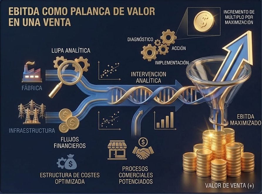 Esquema del EBITDA como palanca de valor: diagnóstico, acción e implementación que elevan el valor de venta